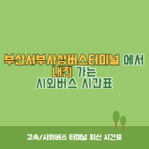 부산서부사상버스터미널에서 내진 가는 시외버스 시간표 최신정보