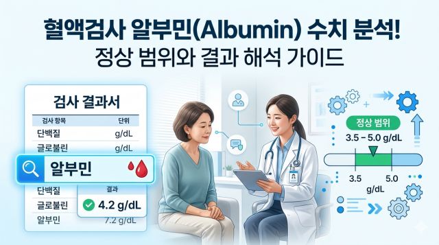 알부민 수치 정상범위와 혈액검사 결과 설명 이미지