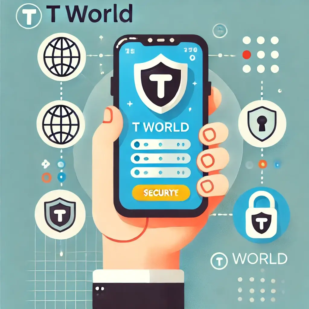 모바일 앱 UI가 표시된 스마트폰을 손에 든 장면, 유심보호서비스 가입을 표현하는 일러스트