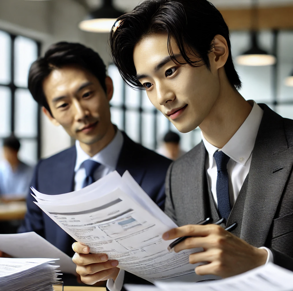 사무실에서 보험 서류를 처리하는 직원의 모습