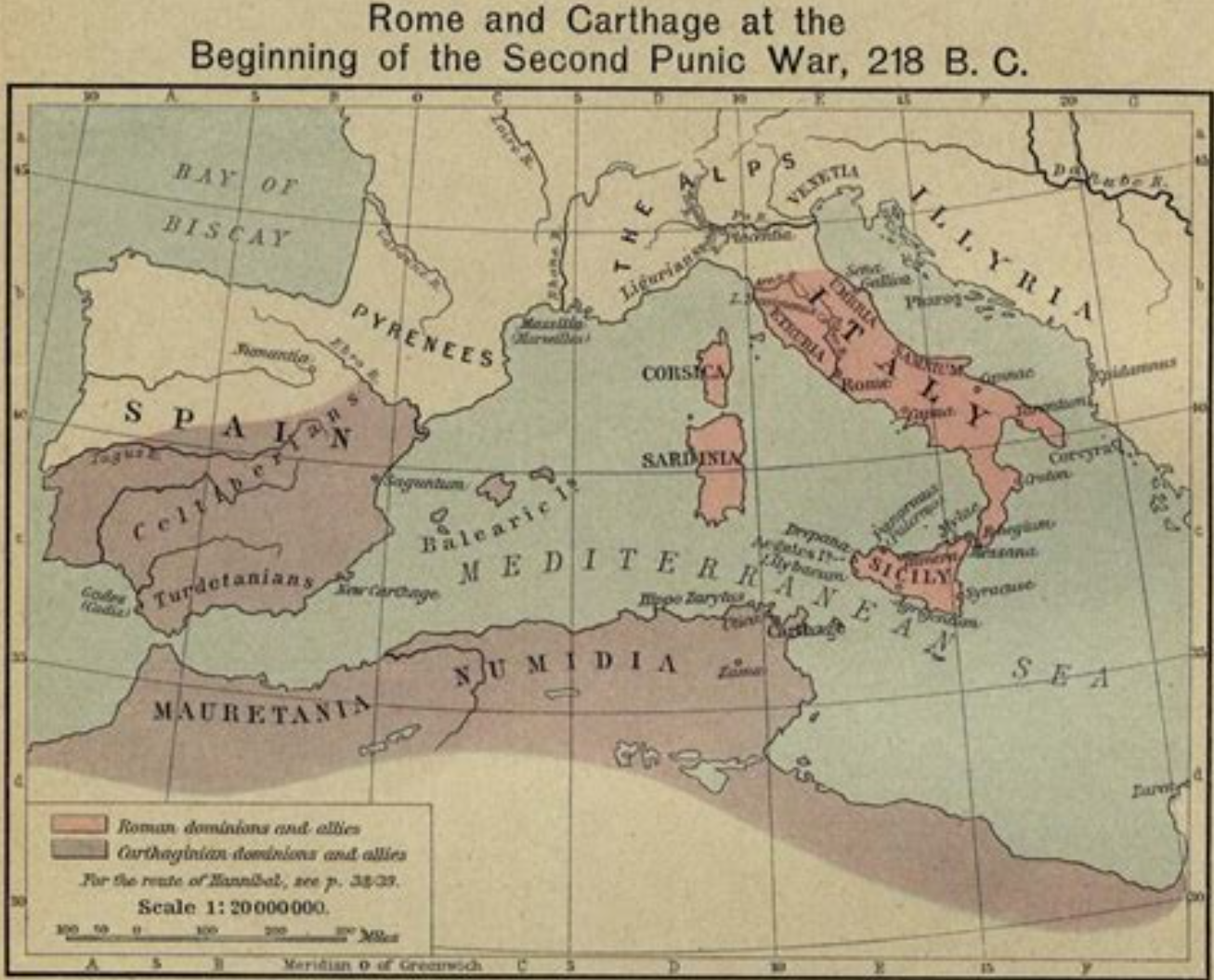카르타고 영토의 지도