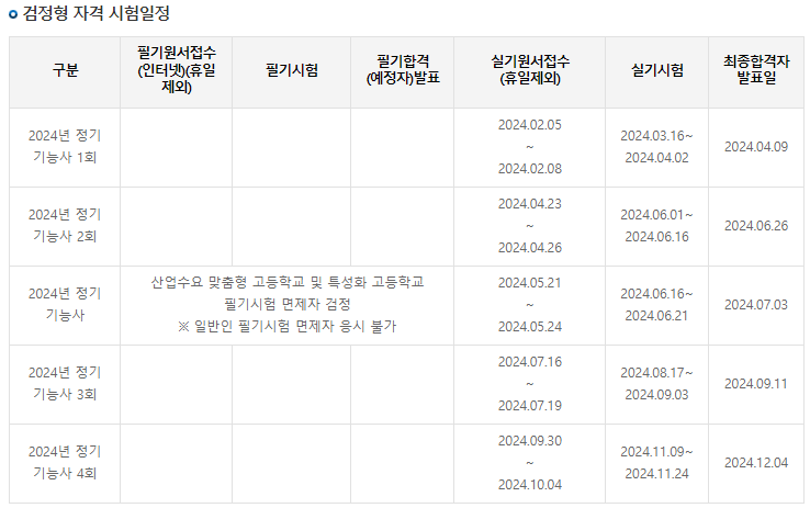 정기기능사 시험일정