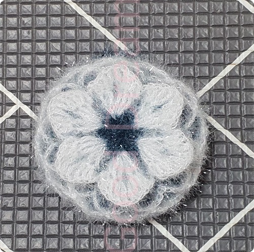 라인장식 꽃 호빵수세미