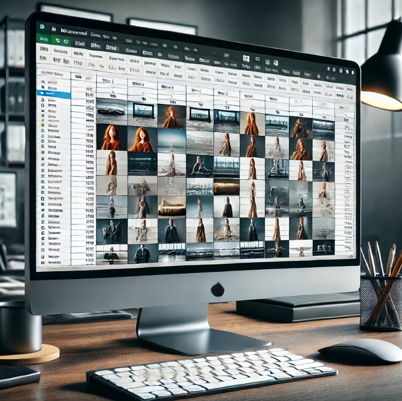 컴퓨터화면에 많은 그림이 있는 모습