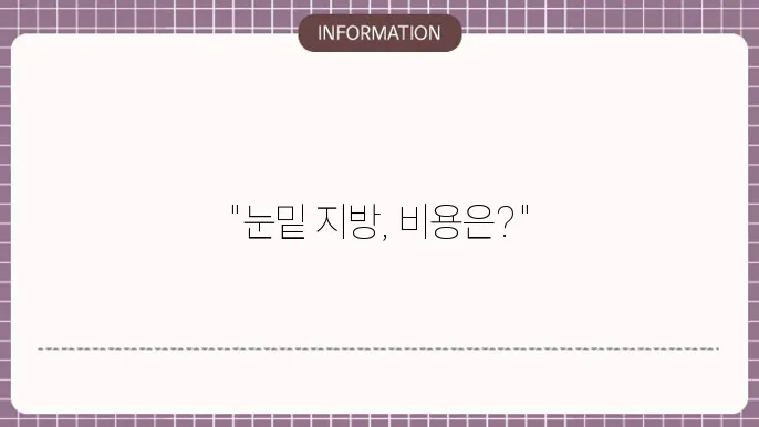 눈밑지방제거 수술비용
