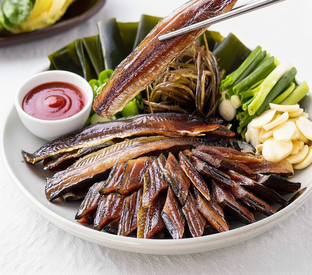 과메기와 궁합이 잘 맞는 야채둘과 초장세트.