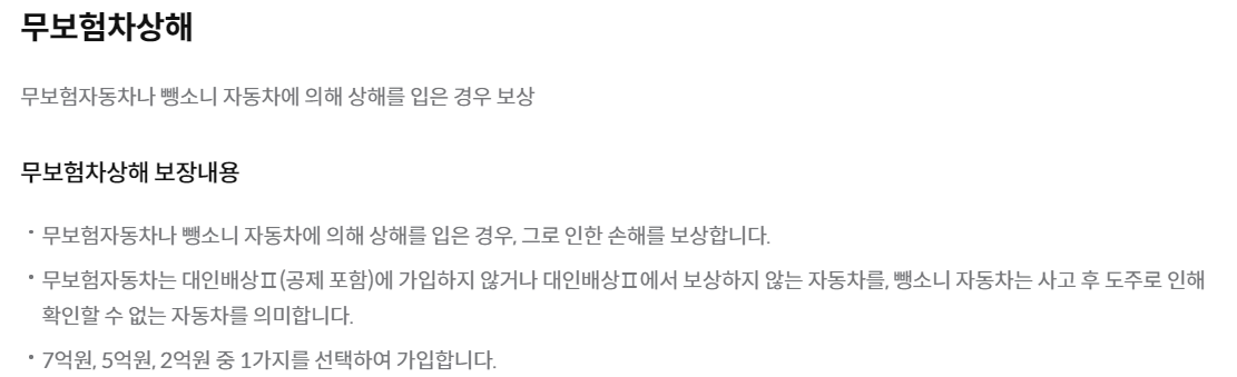 자동차보험 특약종류