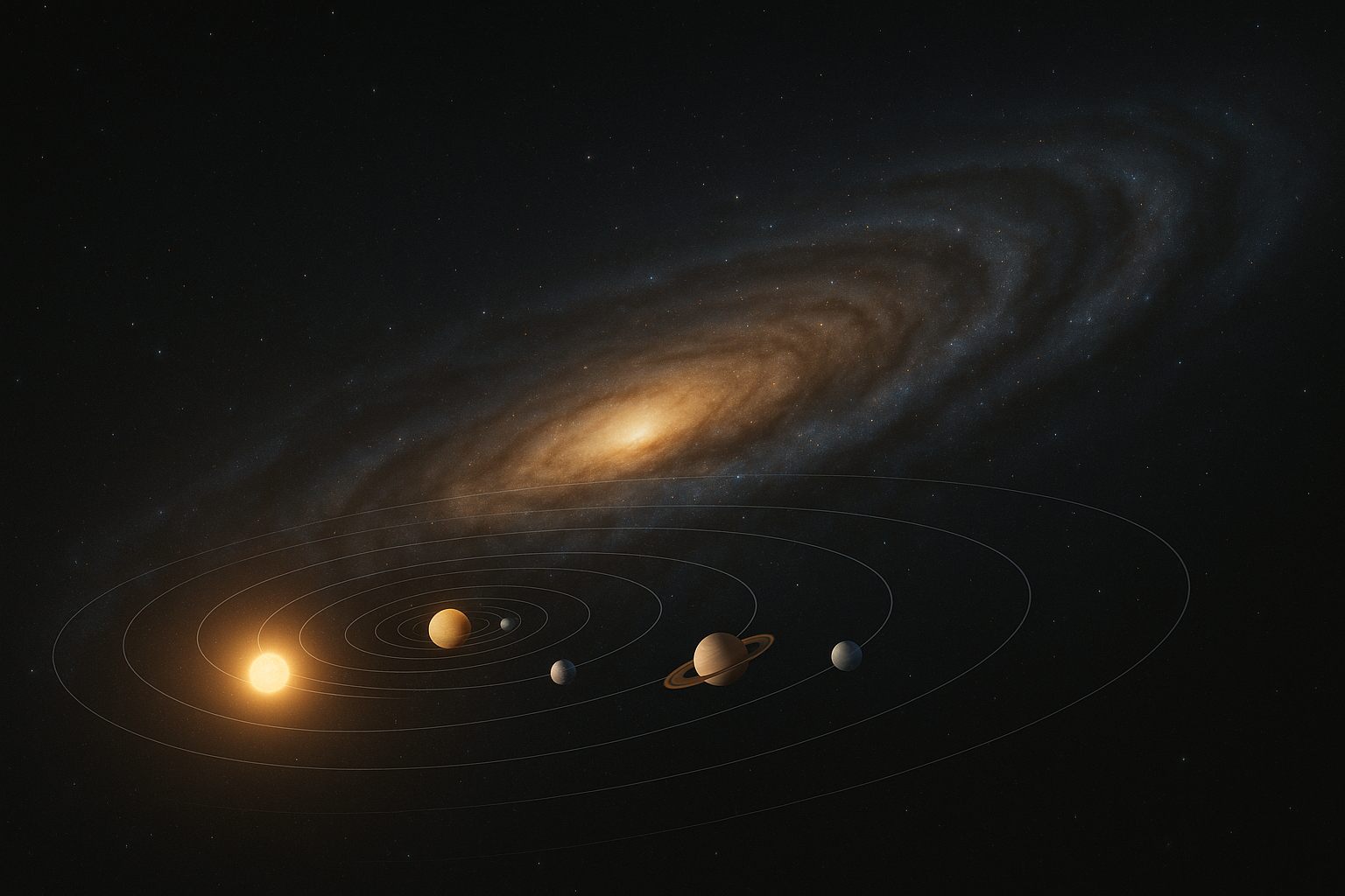 은하 중심을 공전하는 태양계의 모습