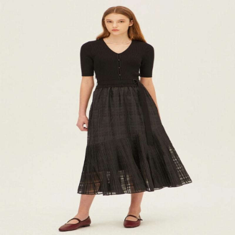 시슬리 체크우븐니트원피스 SAKO04241