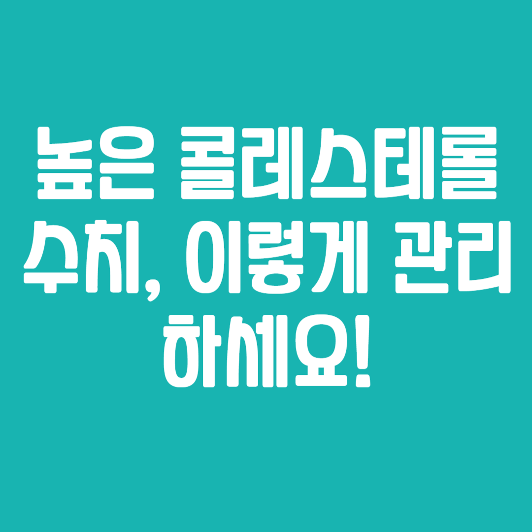 콜레스트롤 수치 관리