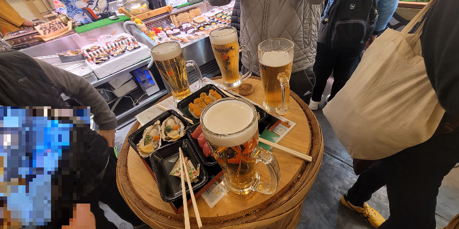 니시키 시장 시식시작