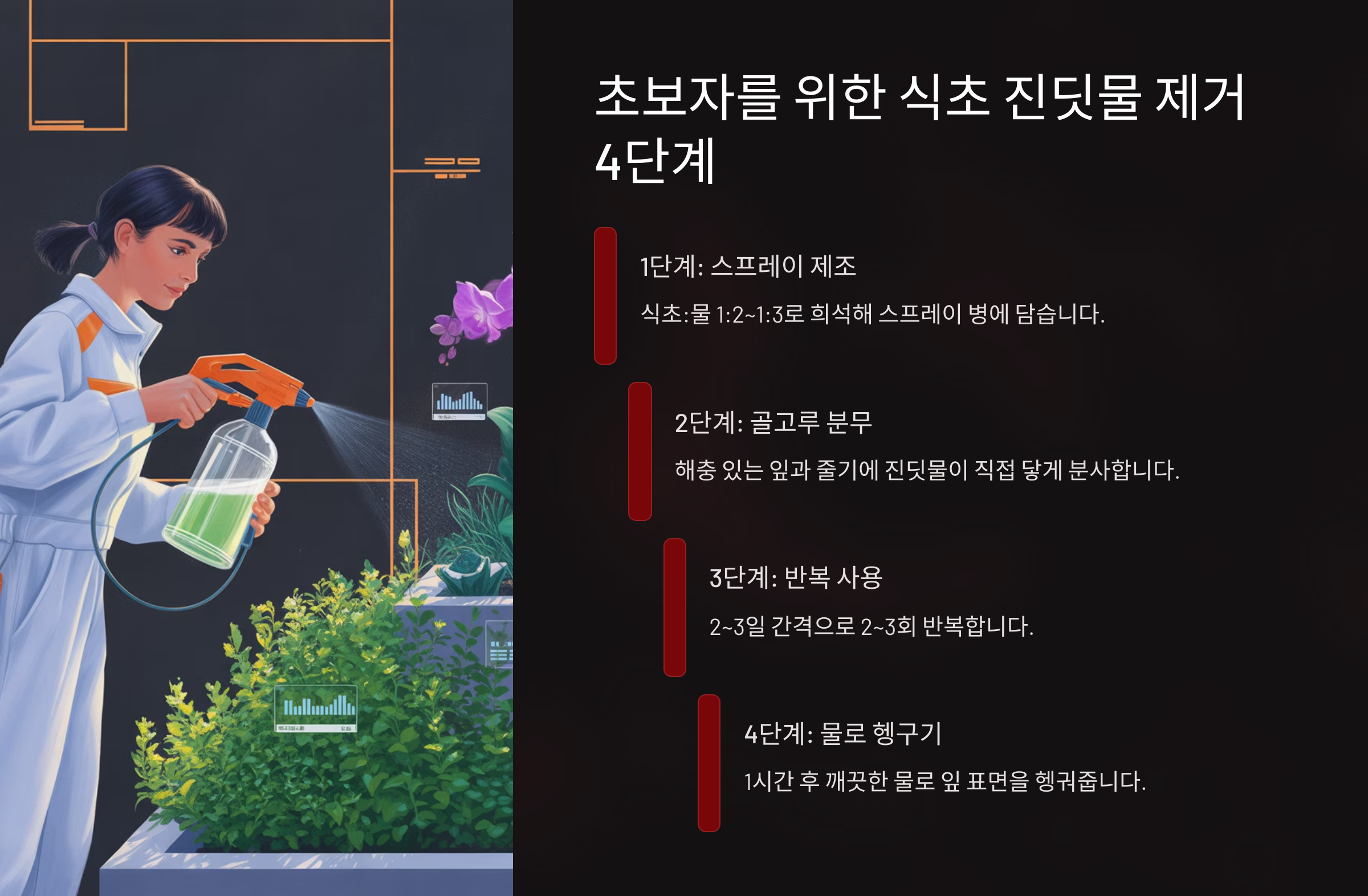 초보자를 위한 친절한 식초물 사용법 (4단계) 💦