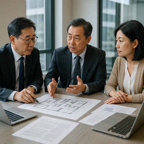 재건축 투자 전략을 논의하는 투자자들