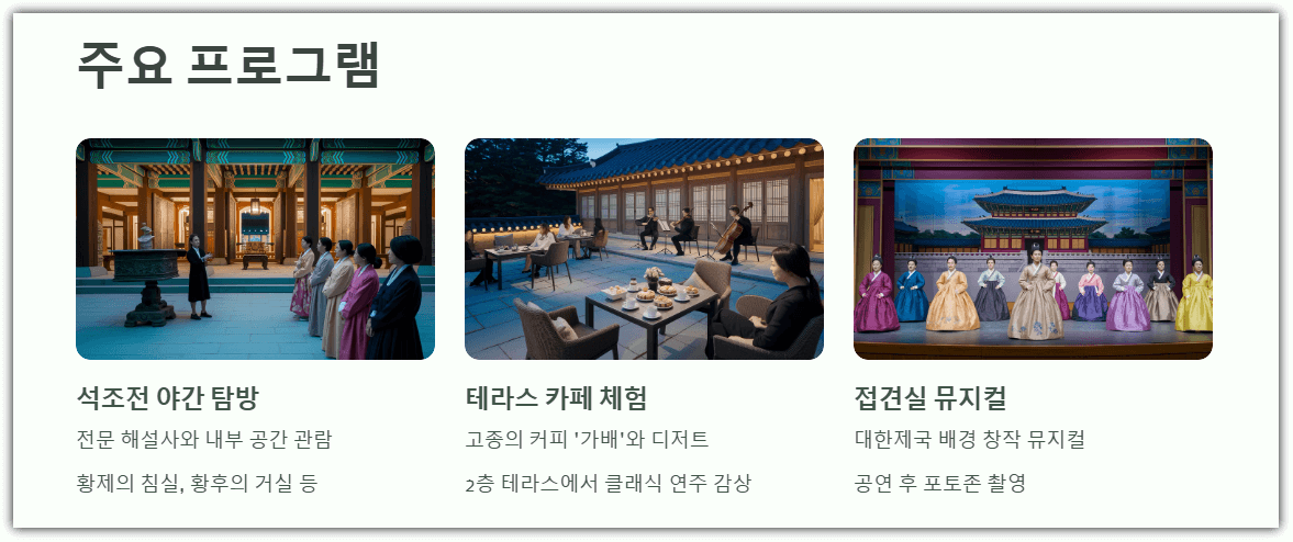 덕수궁 밤의 석조전 주요 프로그램