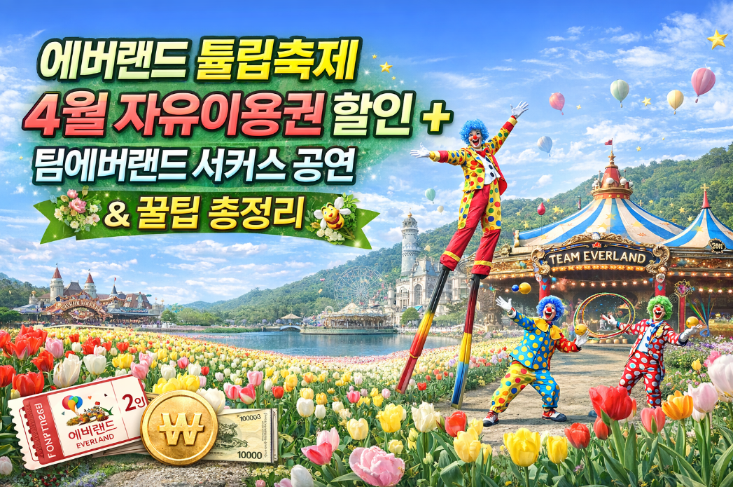 에버랜드 튤립축제 4월 자유이용권 할인 100% 활용법