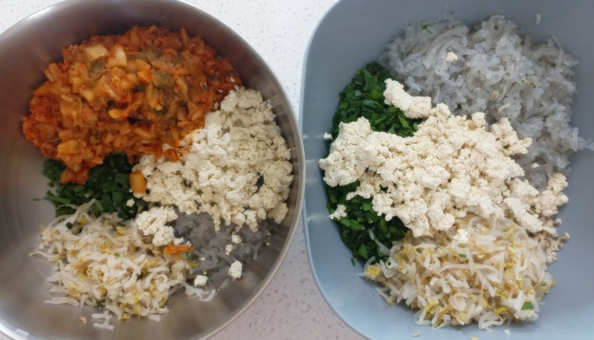 야채만두 만들기 면포없이 두부짜기