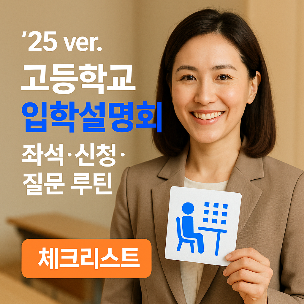 [’25 ver.] 고등학교 입학설명회 ｜ 좌석·신청·질문 루틴