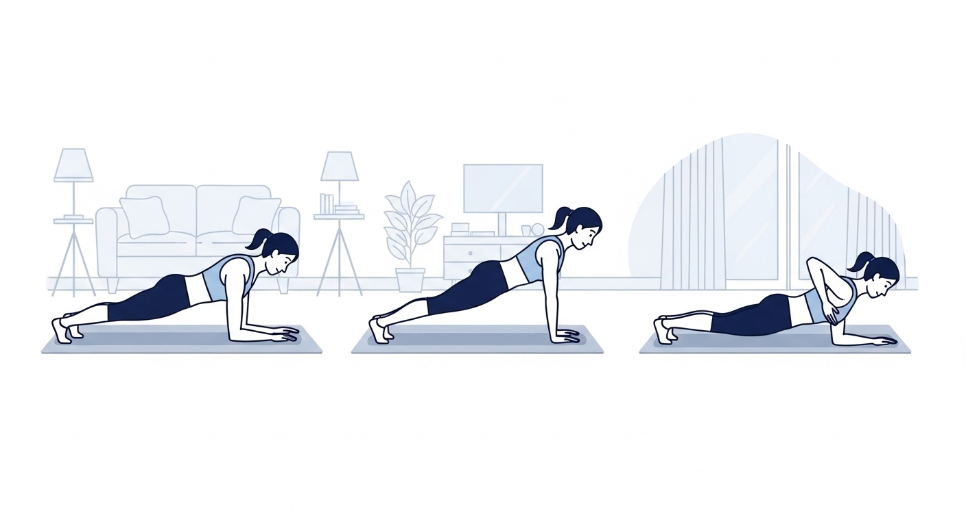 집에서 간단하게 할 수 있는 플랭크, 버드독, 데드버그 등 맨몸 코어 운동 3가지 일러스트