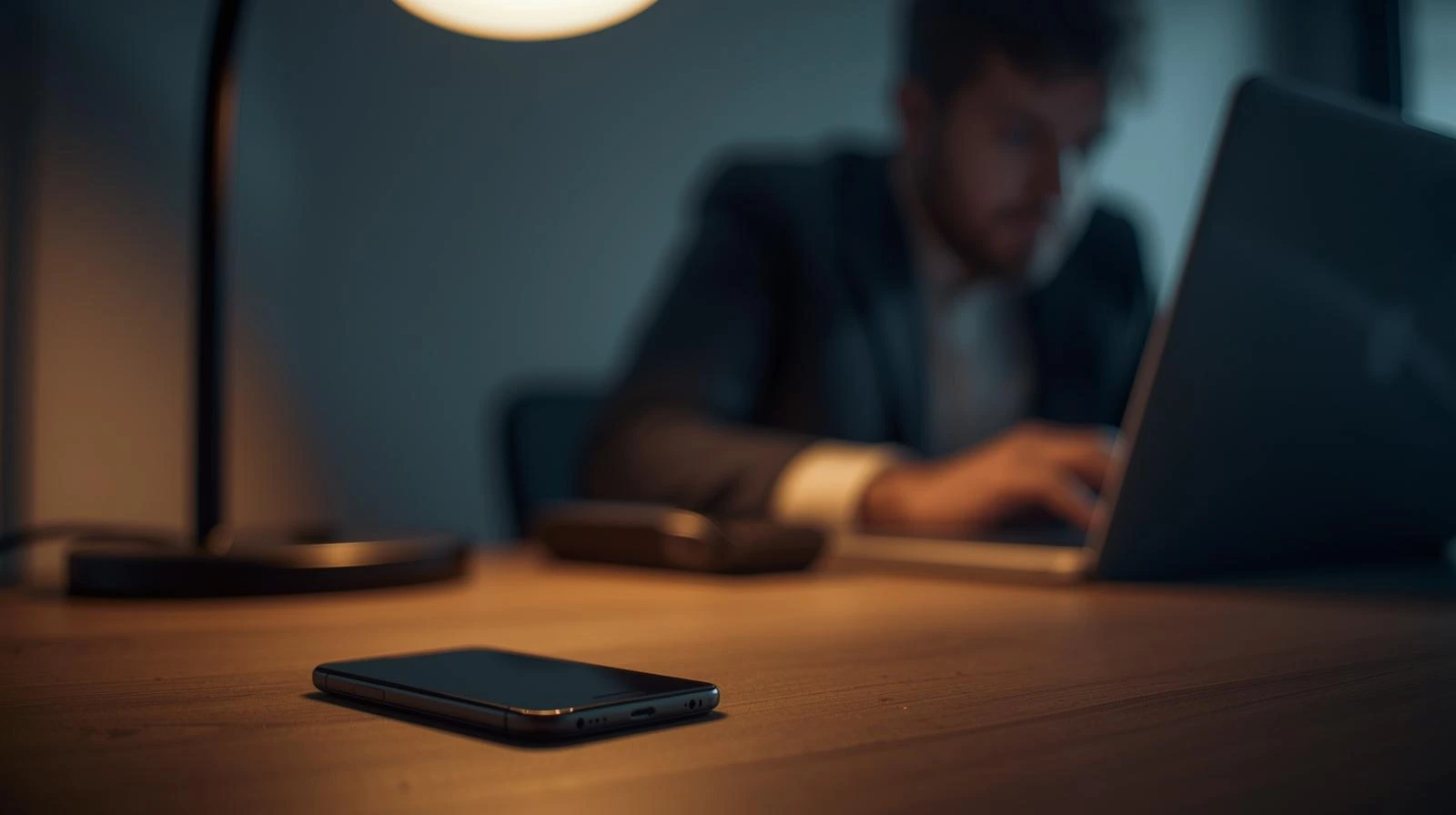 집중력을 높이기 위해 스마트폰을 격리하고 작업에 몰두하는 사람