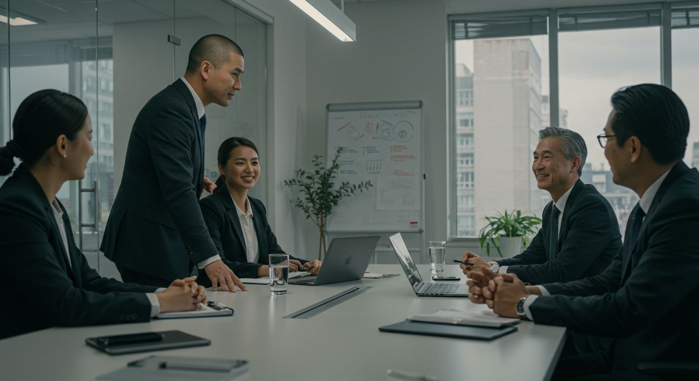 구인 면접보는 장면