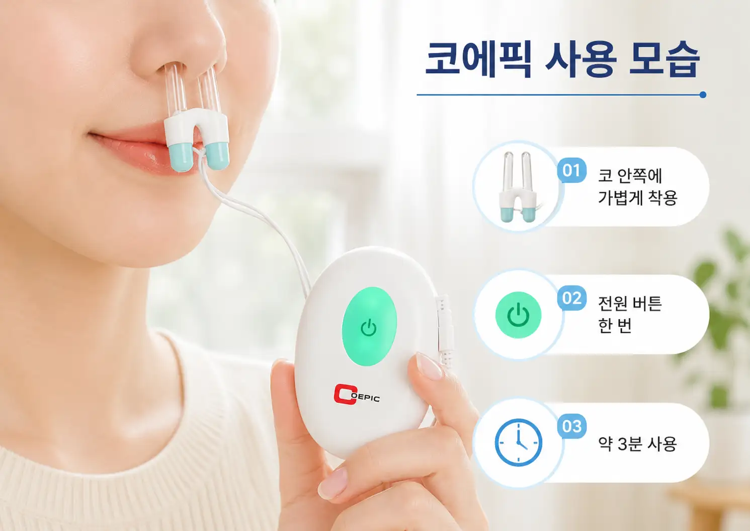 코에픽 비염치료기 실제 사용 모습과 사용 전후 관리