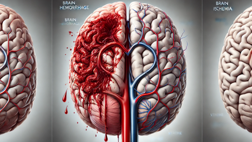 뇌출혈과 뇌경색을 보여주는 그림