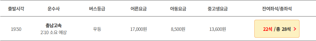 홍성 김포공항 리무진 버스 시간표 요금 예약 방법
