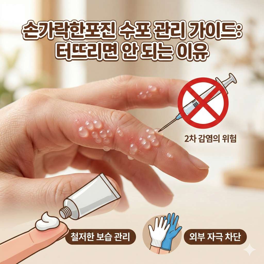 손가락한포진 물집 터뜨리면 안 되는 이유와 증상 완화 관리법 완벽 가이드