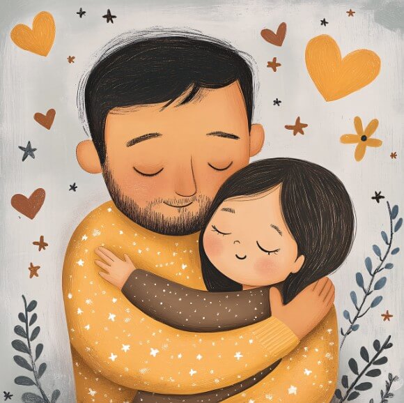 아버지와 딸이 함께 안고 있는 모습