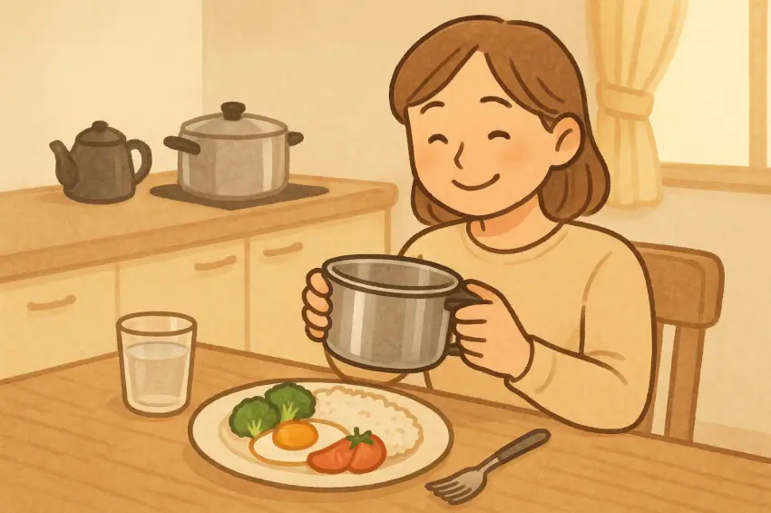 스텐 연마제 제거 후 안심하고 사용하고 있는 모습