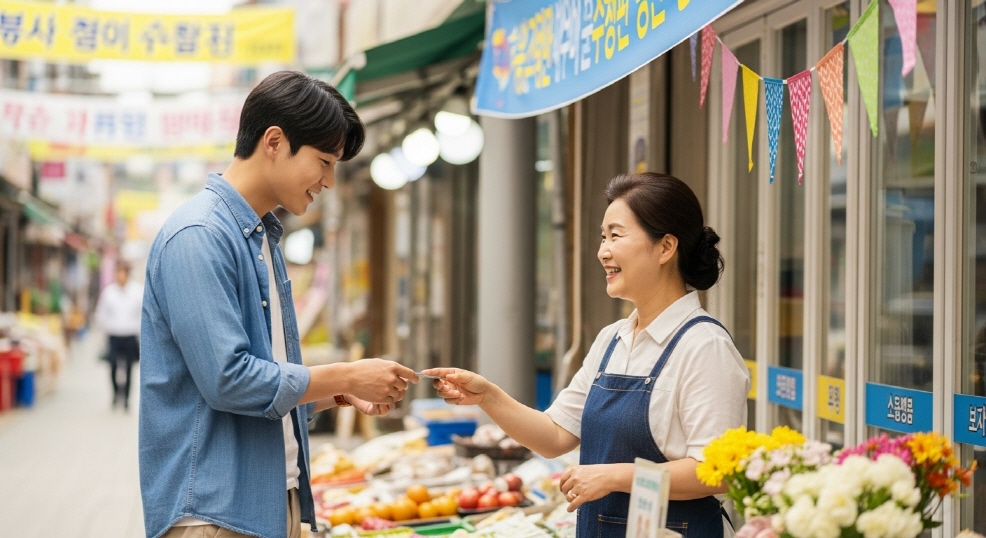 신용카드로 결제하는 장면