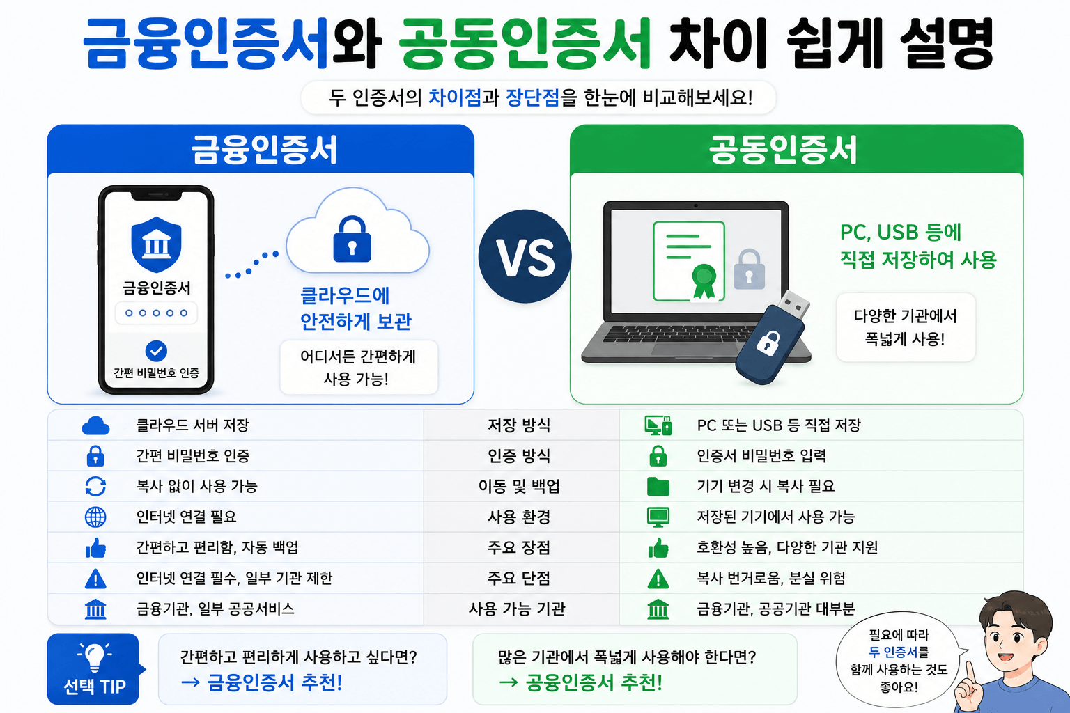 금융인증서와 공동인증서 차이 쉽게 설명