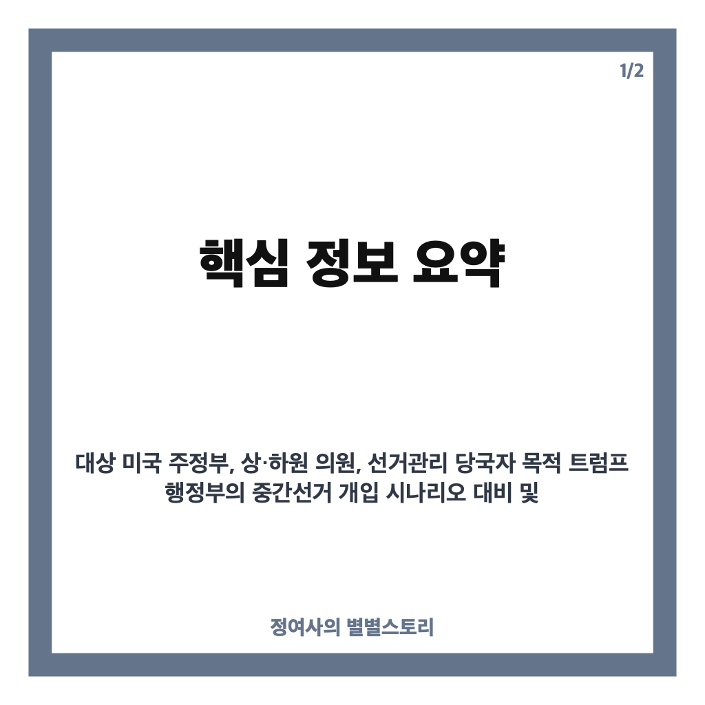 미국 전현직 당국자 선거개입 대비 현황과 중간선거 대응 전략 핵심 정리 카드뉴스 1