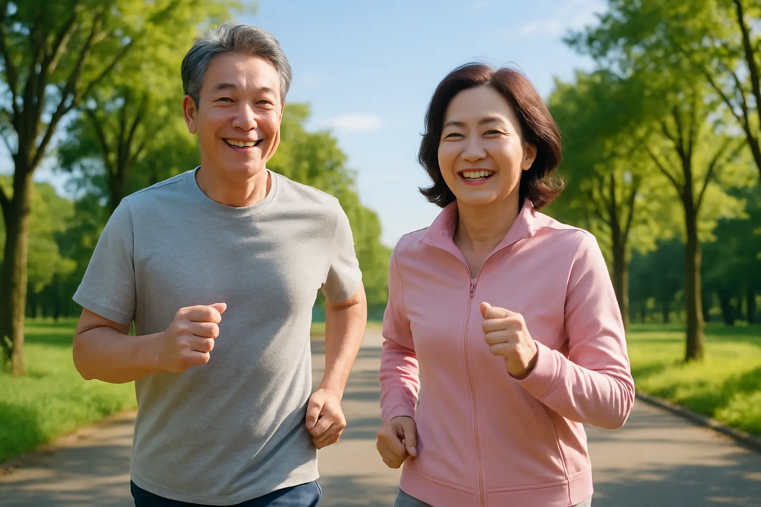 아보하 실천법, 5060 혈압 관리 일일 실천 조깅하는 장면