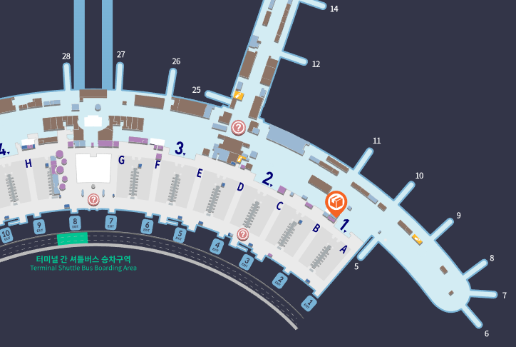인천공항-제1여객터미널-한진-택배-위치-B카운터