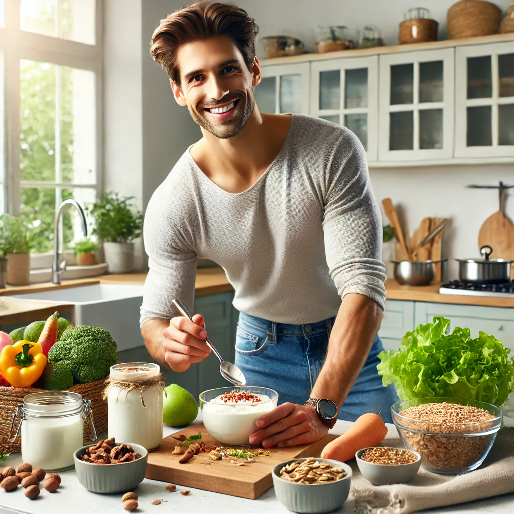 장에 좋은 음식을 준비하는 이미지