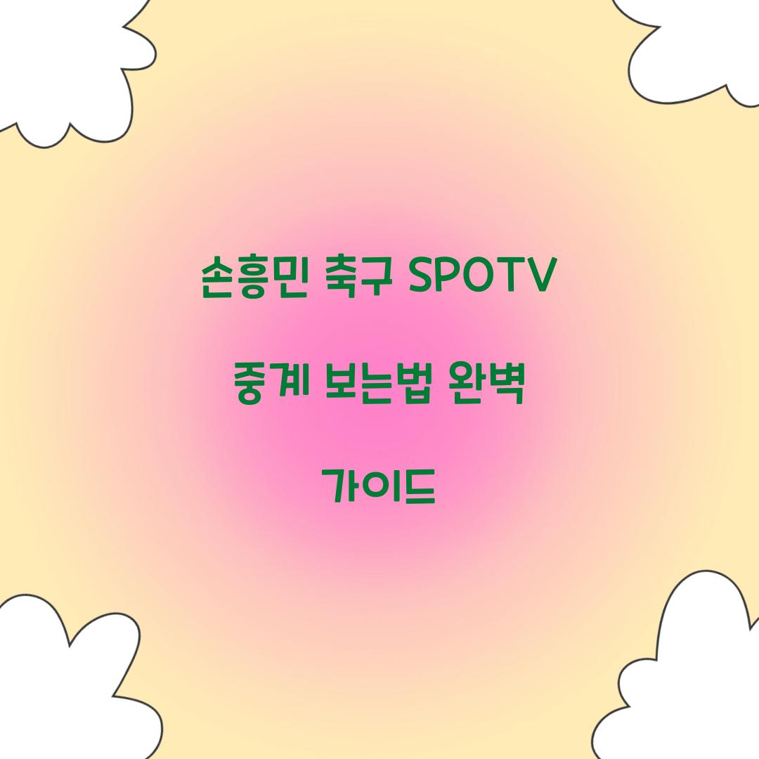 손흥민 축구 SPOTV 중계 보는법