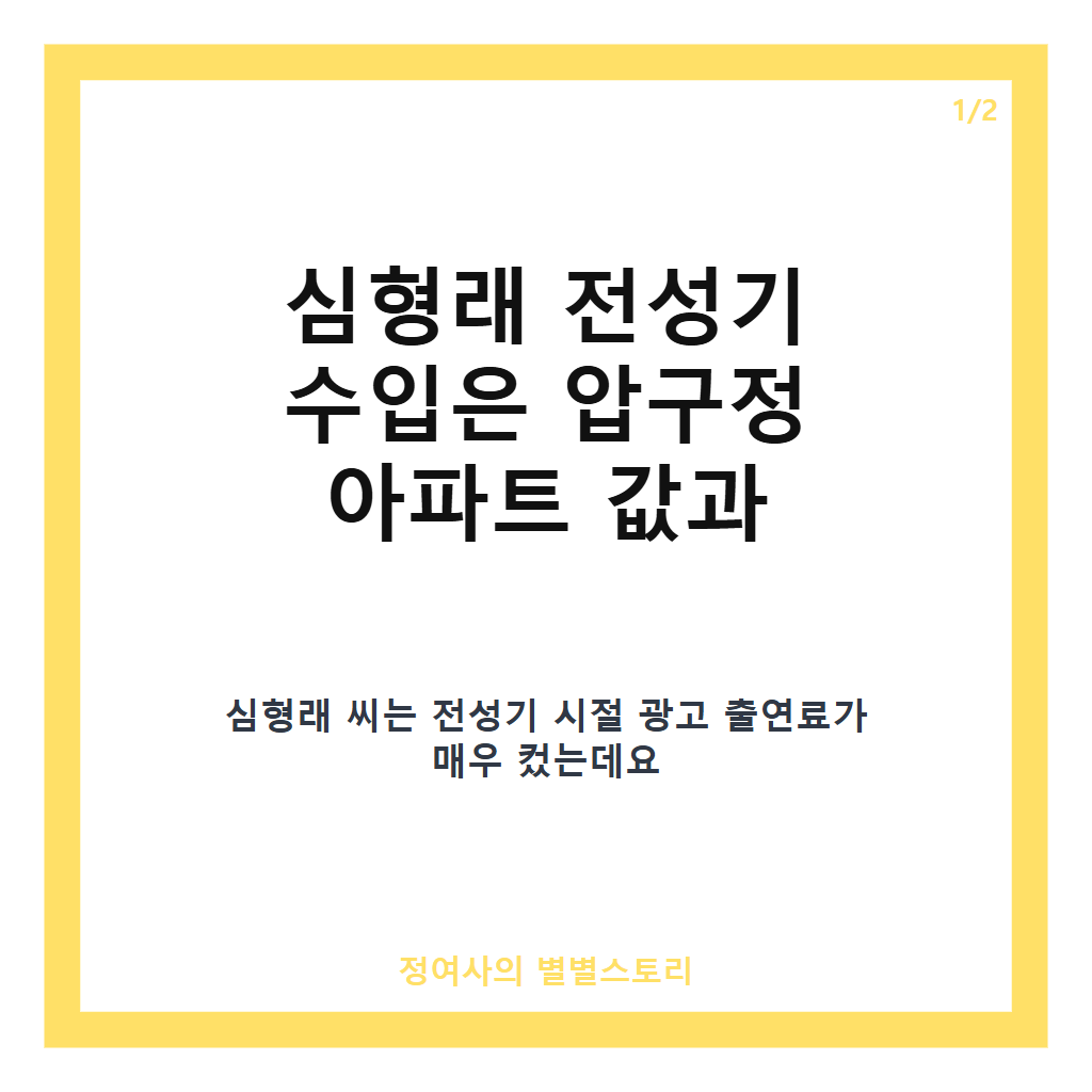 심형래 전성기 수입은 압구정 아파트 값 100채 살 수 있었던 광고 수입과 재기 도전 이야기 카드뉴스 1