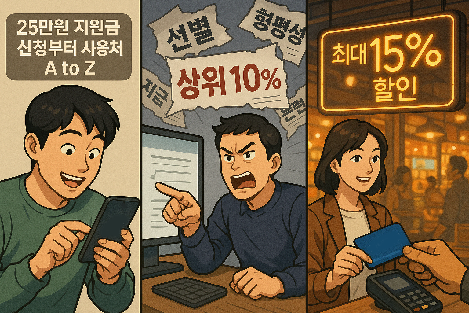 25만원 지원금 논란 상위 10% 15%할인