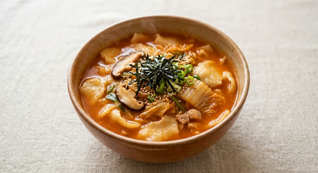 김치를 넣어 얼큰하게 끓인 김치수제비