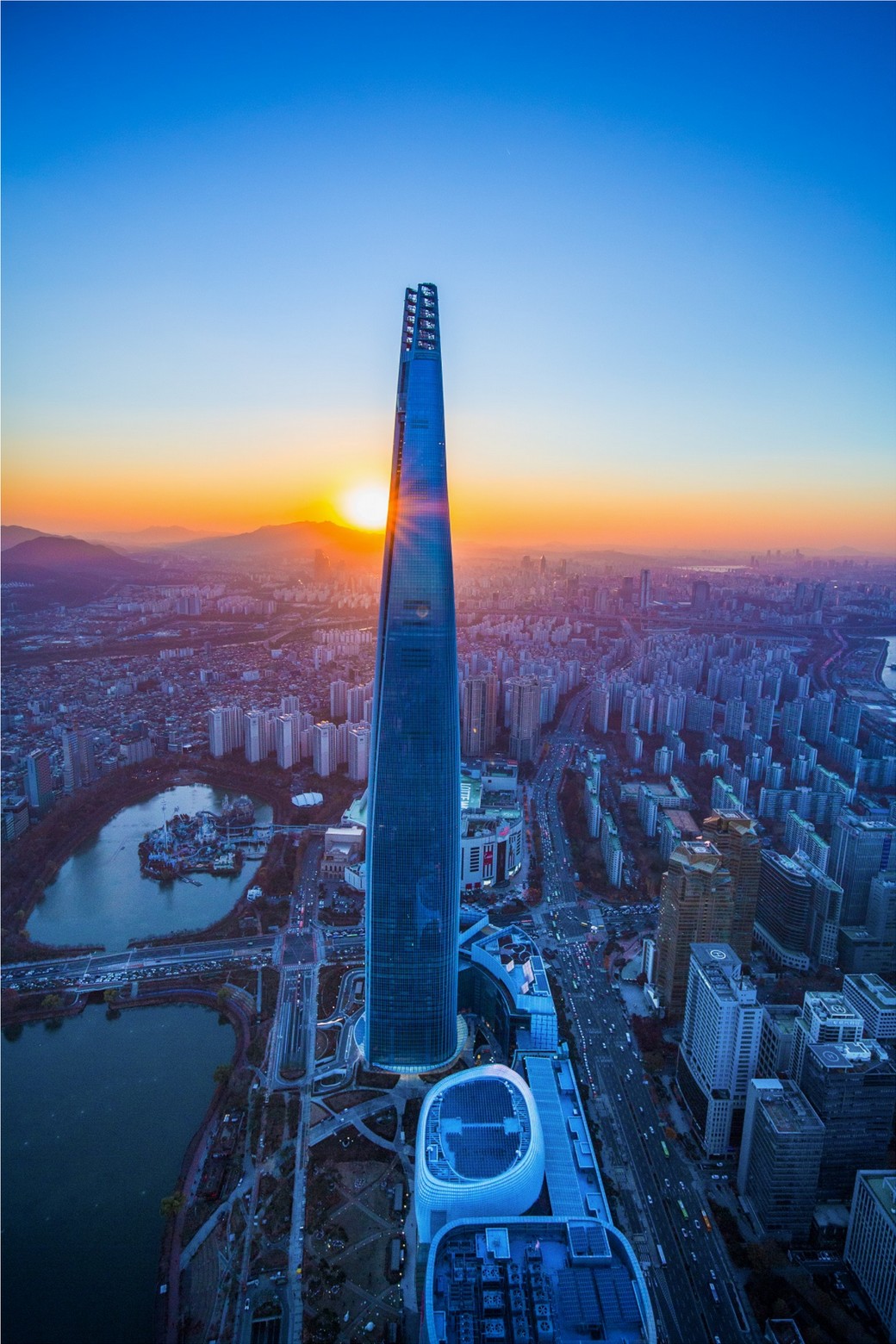 노을진 잠실 롯데타워 서울스카이 전망대