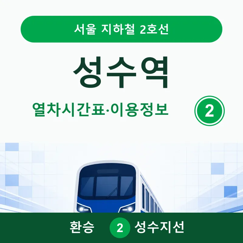성수역 2호선 본선·성수지선 열차시간표와 환승·출구·버스 안내 썸네일