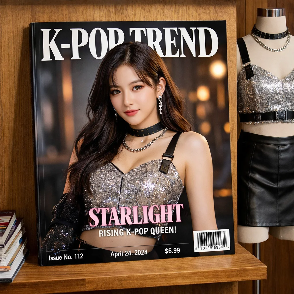 [나노바나나 이미지 생성] 무료 프롬프트 사례, K-Pop 잡지 표지