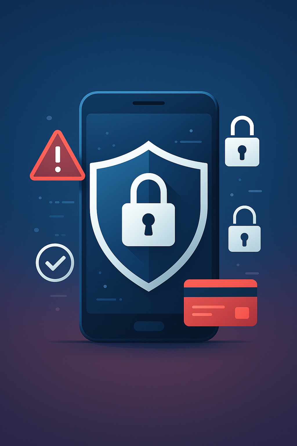 휴대전화 해킹 방지를 위한 디지털 보안 일러스트