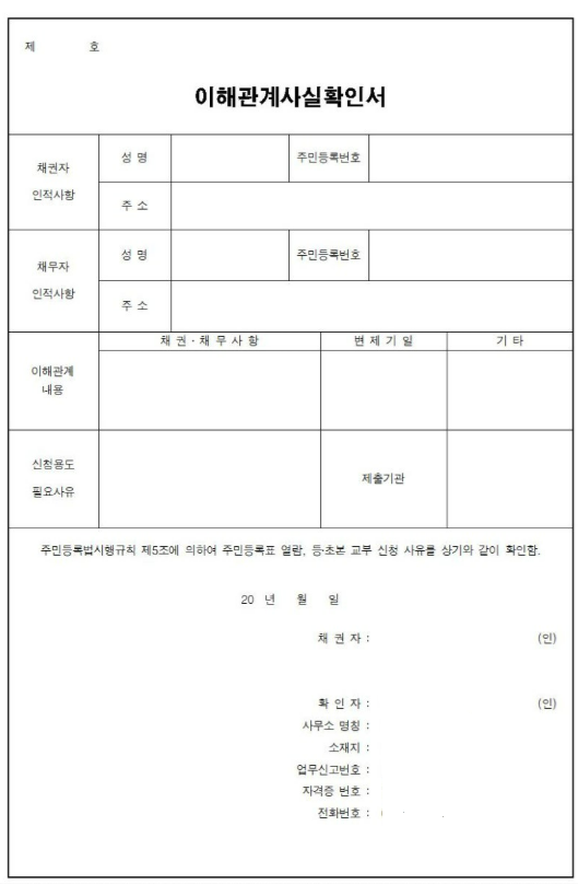 채무자 주민등록초본 이해관계사실확인서의 개념, 현실에서 사용되는 예시, 중요성, 오해와 중요 포인트