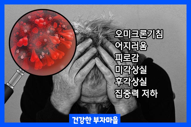 기침, 어지러움, 피로감, 미각상실, 후각상실, 집중력 저하 증상 호소