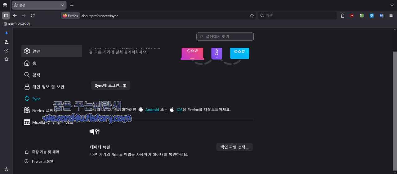 파이어폭스 146 백업 기능