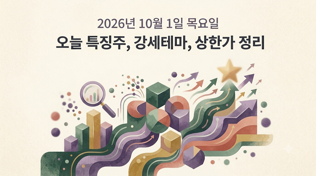 2026년 10월 1일 오늘 특징주, 강세테마, 상한가 종목 정리하기 17일차 썸네일 이미지