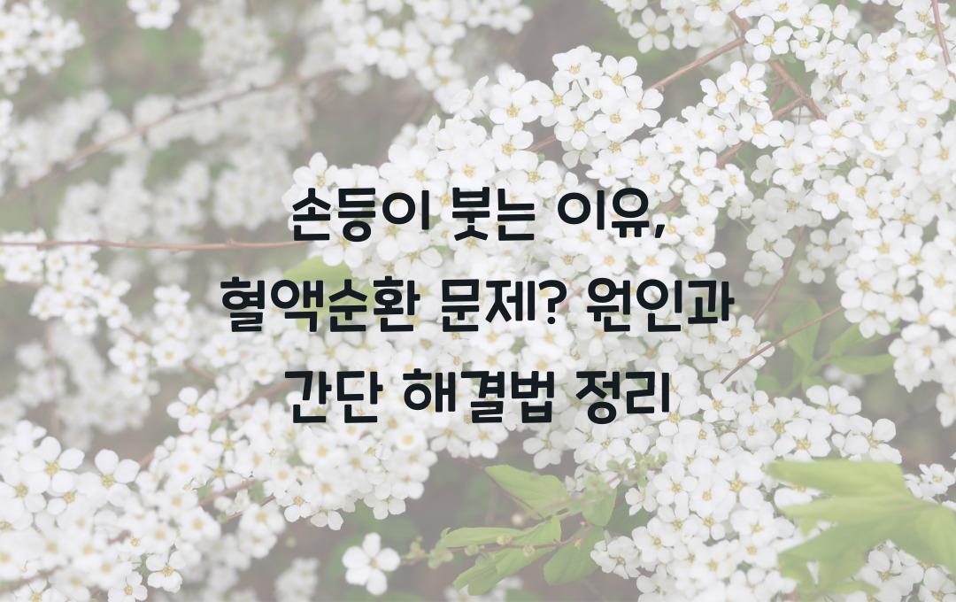 손등이 붓는 이유, 혹시 혈액순환 문제? 원인과 해결법 정리!