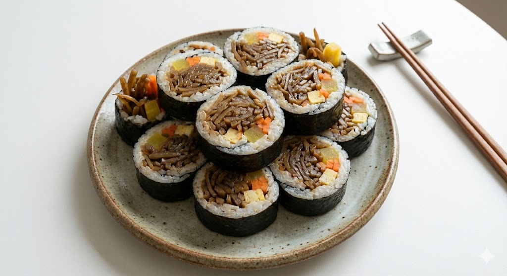 식이섬유가 풍부해 소화가 잘 되고 다이어트에 좋은 우엉김밥